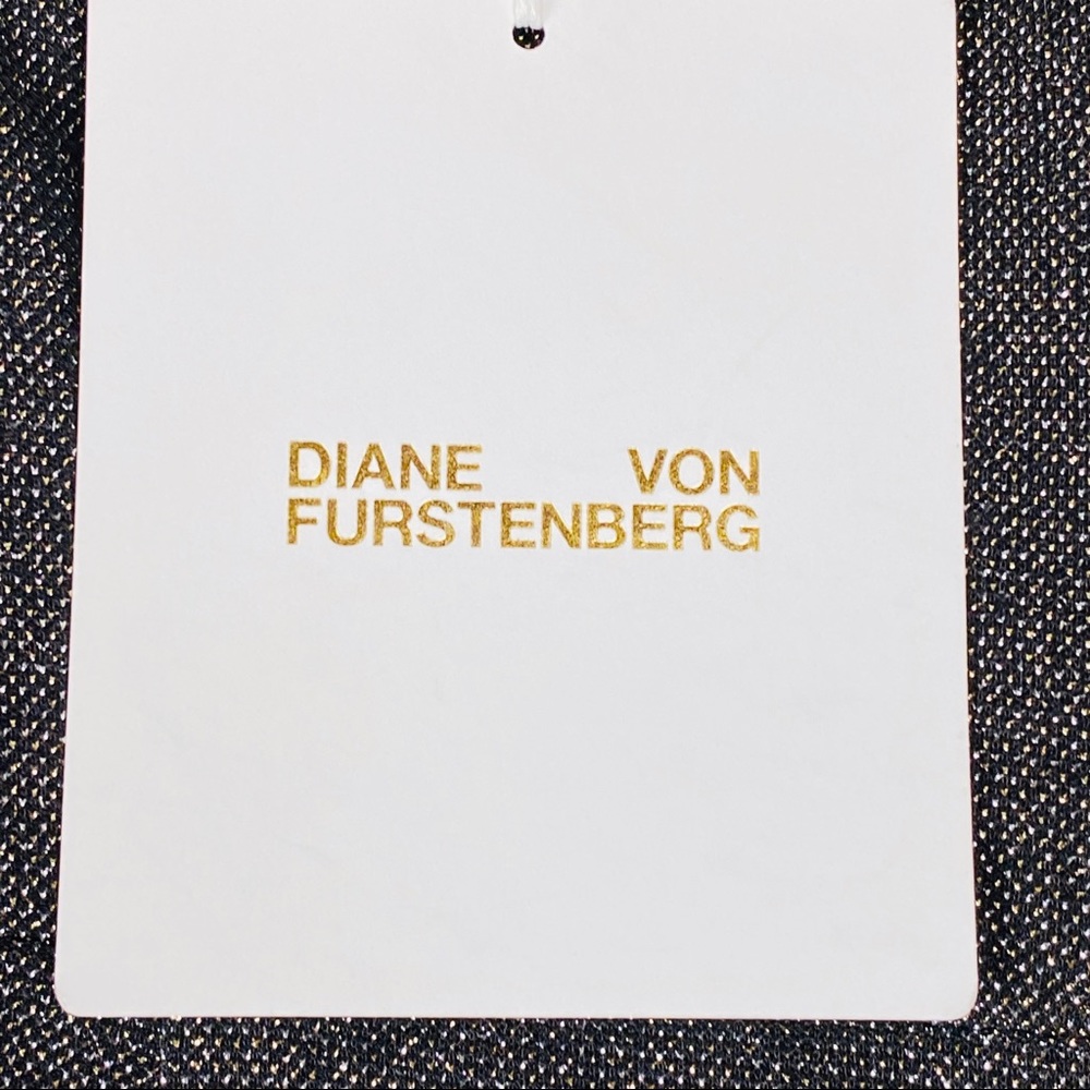 NWT Diane von Furstenberg Long-Sleeve Metallic-Knit Mini Dress - Picture 14 of 16